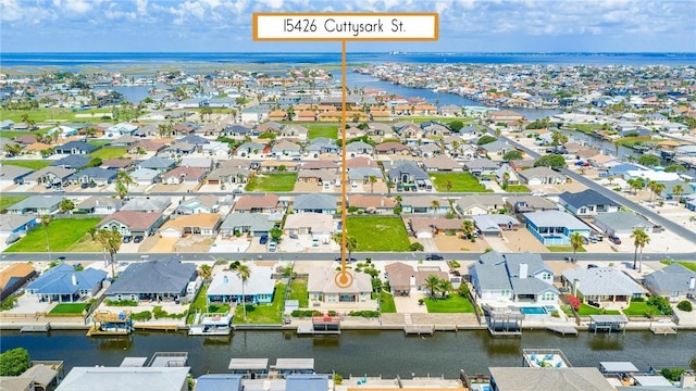 15426 Cuttysark St, Corpus Christi, TX 78418 - aerial perspective of suburban area featuring a large body of water