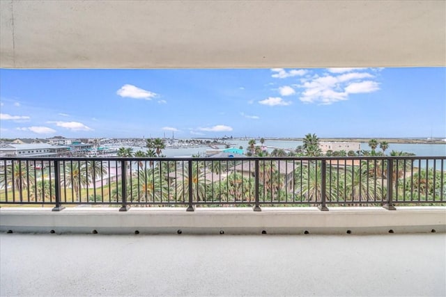 balcony with a water view