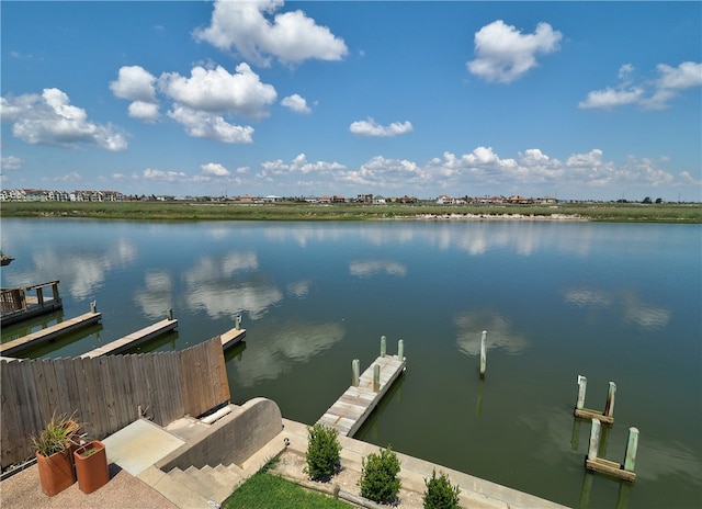 view of dock featuring a water view