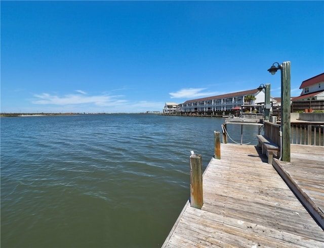 dock area featuring a water view