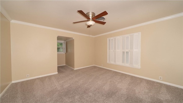 110 Amistad St, Corpus Christi, TX 78404 - unfurnished room featuring a ceiling fan, ornamental molding, carpet, and baseboards
