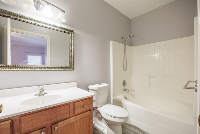 6513 Purplewing Dr, Corpus Christi, TX 78414 - bathroom featuring vanity,  shower combination, toilet, and wood finished floors