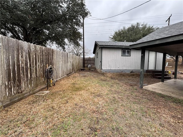 view of yard with a patio area