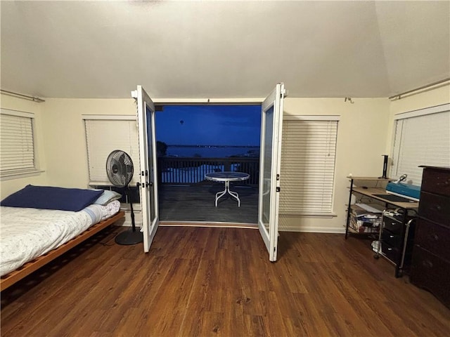 bedroom featuring dark hardwood / wood-style flooring