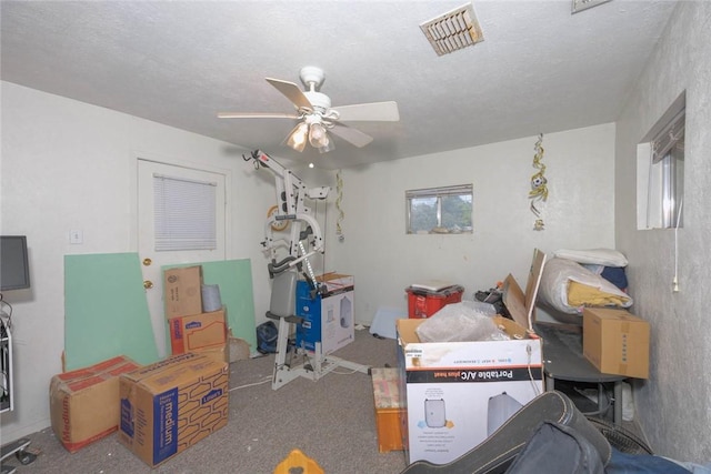 3410 Laguna Shrs, Corpus Christi, TX 78418 - carpeted home office featuring ceiling fan