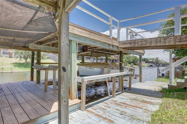 3410 Laguna Shrs, Corpus Christi, TX 78418 - dock area with boat lift and a water view