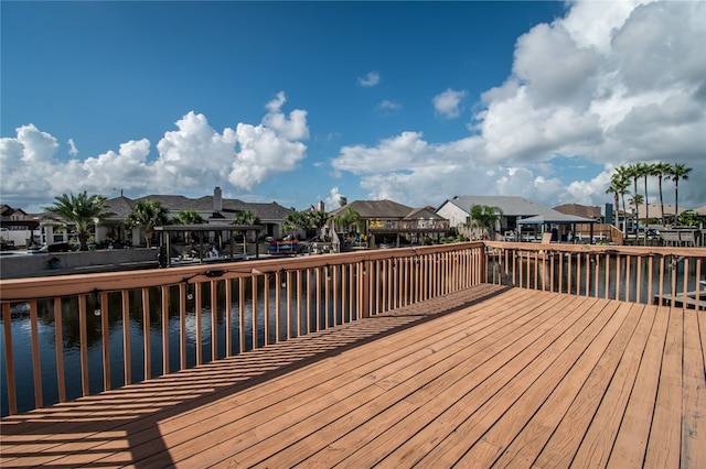 deck with a water view