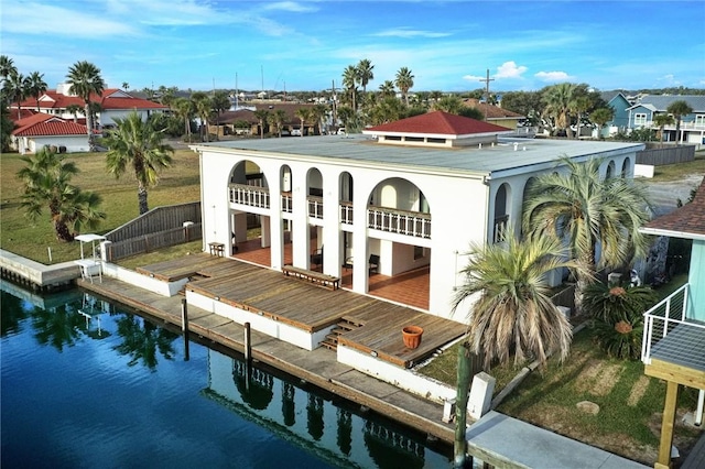 dock area featuring a water view