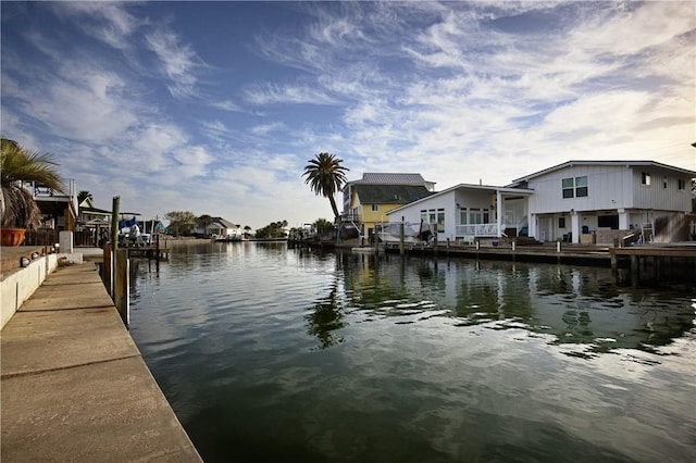 dock area featuring a water view