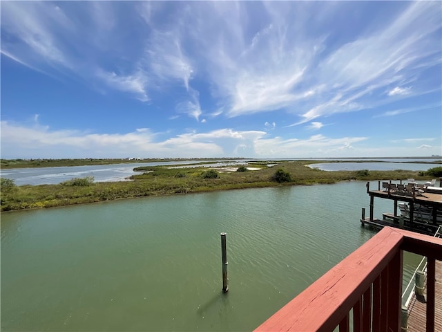 dock area featuring a water view