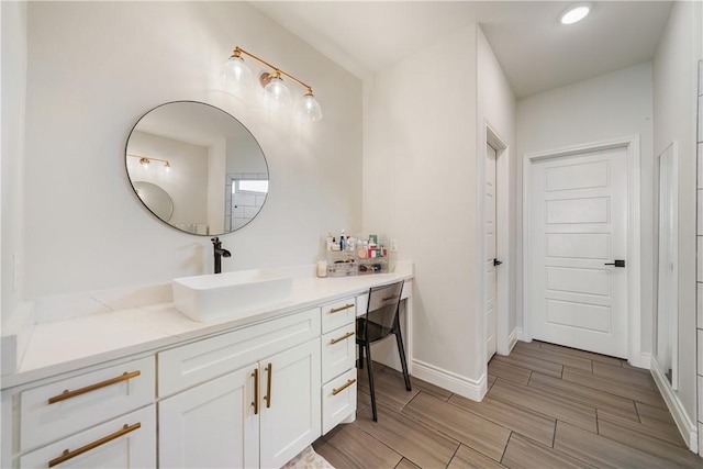 734 Buffalo Creek Dr, Corpus Christi, TX 78415 - bathroom featuring vanity and wood tiled floors