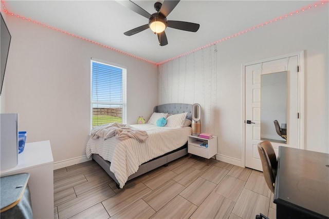 734 Buffalo Creek Dr, Corpus Christi, TX 78415 - bedroom featuring wood finish floors, a desk, and ceiling fan