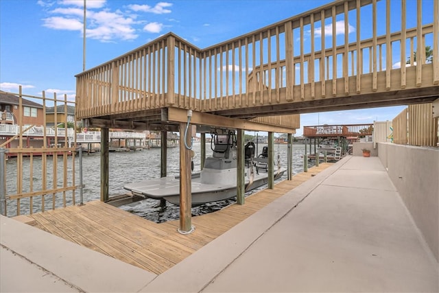 view of dock featuring a water view