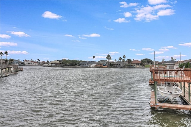 dock area featuring a water view