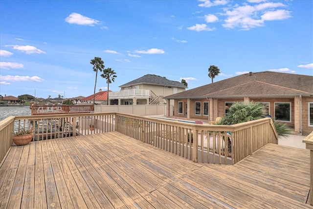 deck with a water view