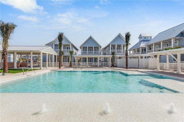 view of pool with a patio area and a pergola