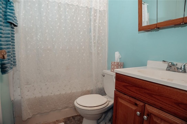 3081 Hackberry Ave, Ingleside, TX 78362 - bathroom with vanity, shower / bath combo with shower curtain, and tile patterned floors