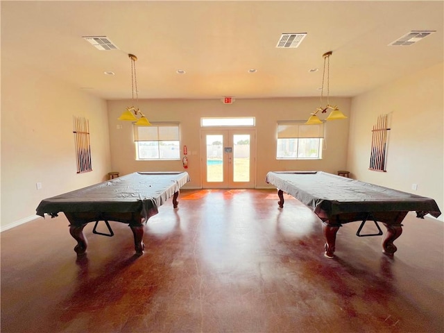 67 Augusta Cir, Aransas Pass, TX 78336 - rec room with pool table, french doors, recessed lighting, and wood finished floors
