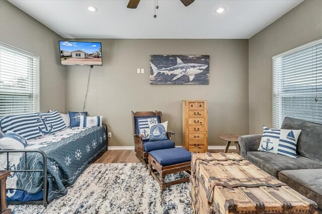 67 Augusta Cir, Aransas Pass, TX 78336 - sitting room with wood finished floors, recessed lighting, and a ceiling fan