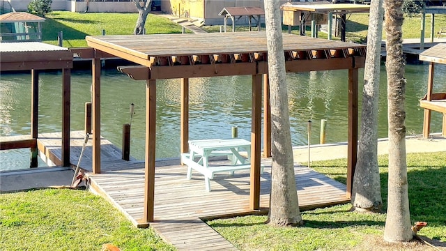 view of dock featuring a water view