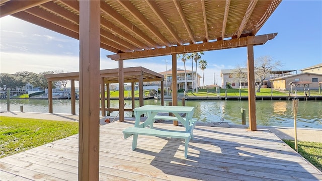 view of dock featuring a water view