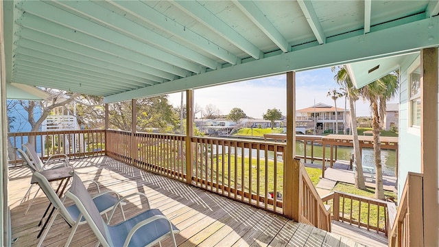 deck with a water view