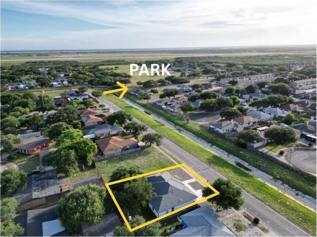 2814 Held Dr, Corpus Christi, TX 78418 - aerial perspective of suburban area featuring property parcel outlined