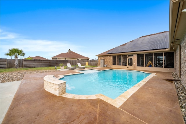 view of swimming pool featuring a fenced in pool, a patio area, and a fenced backyard