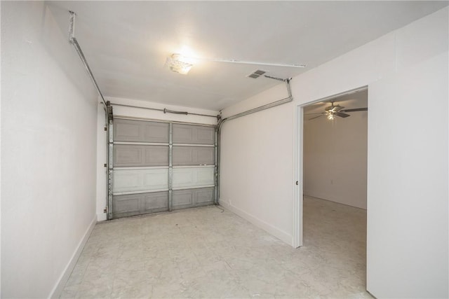 garage with ceiling fan