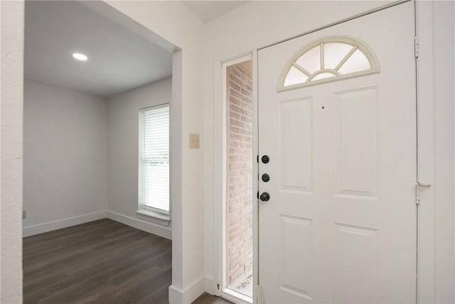 foyer with dark wood-type flooring