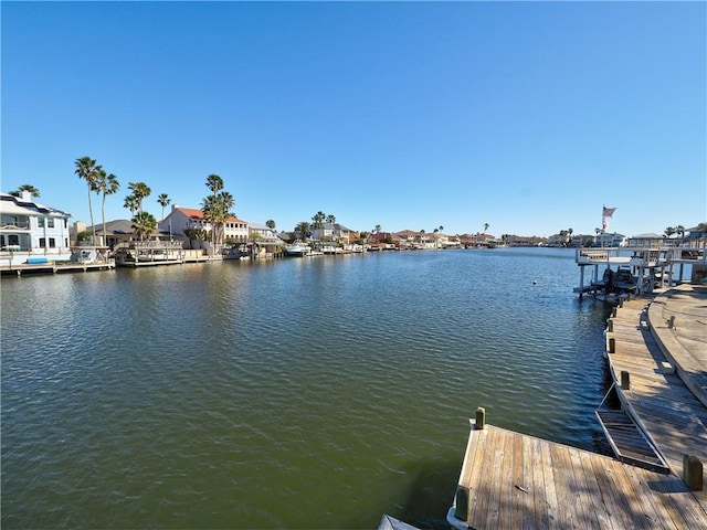 dock area featuring a water view