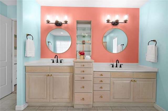 bathroom featuring vanity and tile patterned floors
