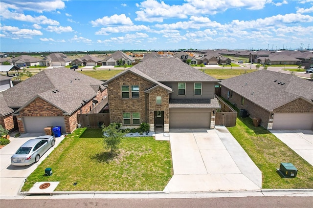 1345 Regents Park, Corpus Christi, TX 78415 - view of front of house with a residential view, concrete driveway, a shingled roof, brick siding, and an attached garage