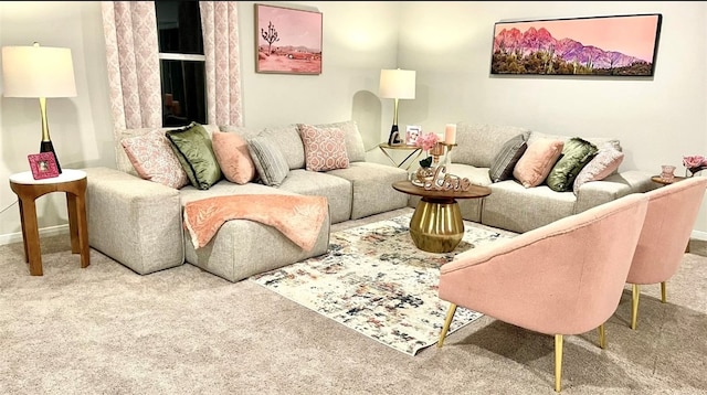 living room featuring carpet flooring