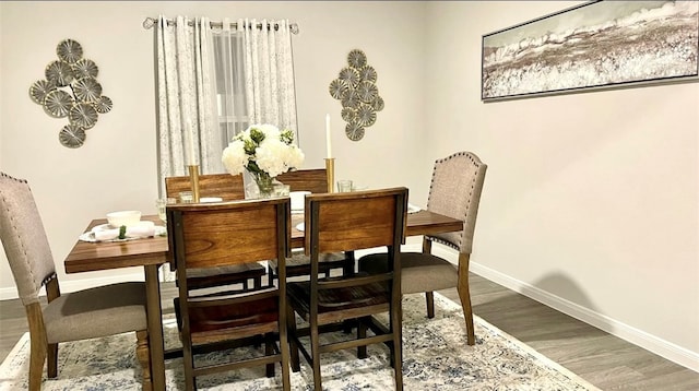 dining area featuring wood-type flooring