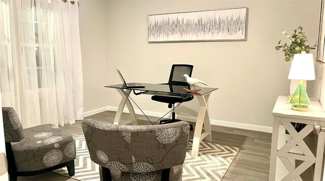 living area featuring hardwood / wood-style flooring