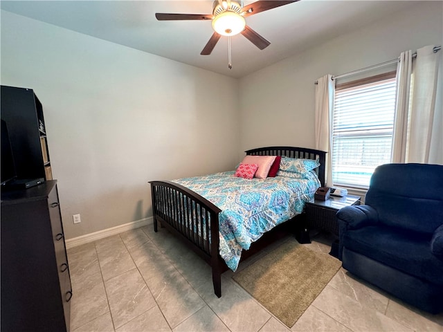 bedroom featuring ceiling fan