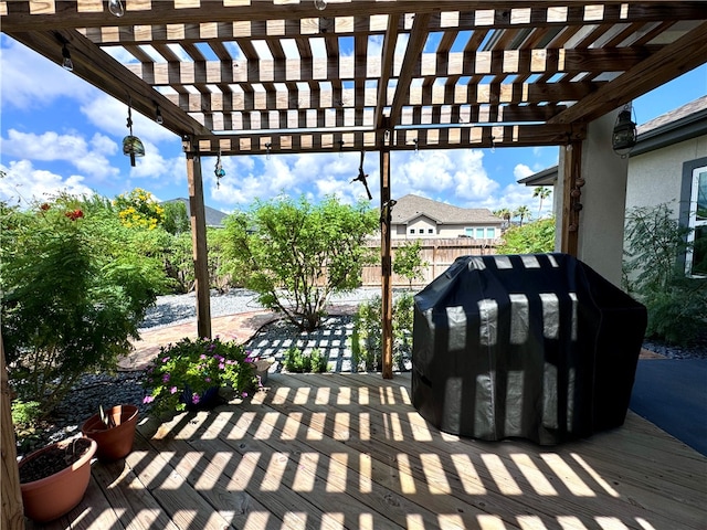 view of patio / terrace featuring a pergola and a grill