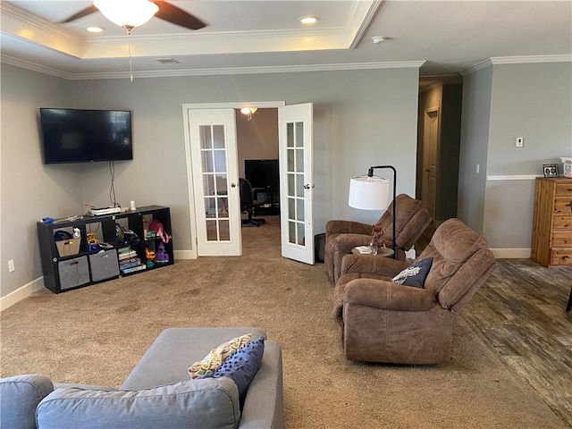 dining area featuring crown molding and dark hardwood / wood-style flooring