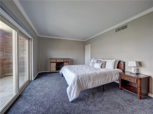 200 W Cotter Ave Unit C3, Port Aransas, TX 78373 - bedroom featuring multiple windows, carpet flooring, ornamental molding, baseboards, and access to outside
