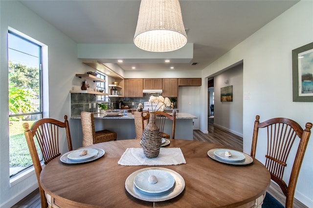 dining area featuring dark hardwood / wood-style flooring