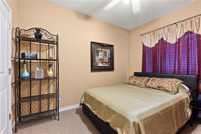 bedroom featuring carpet and ceiling fan