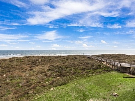 property view of water with a beach view