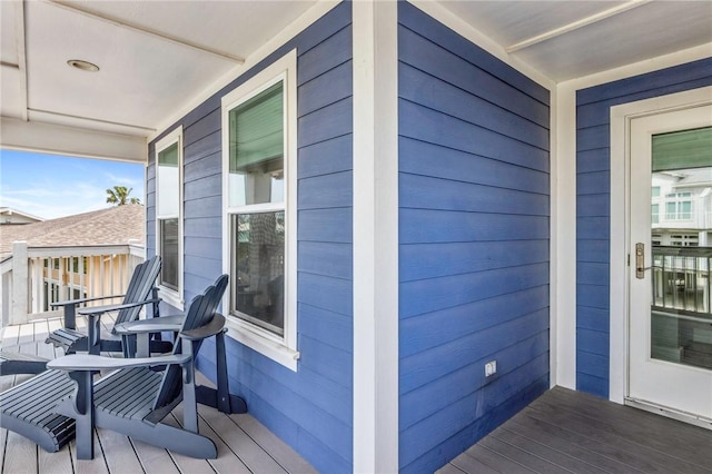deck featuring a porch