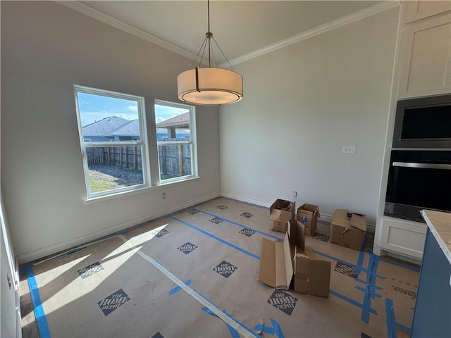 11517 Willowood Creek Dr, Corpus Christi, TX 78410 - unfurnished dining area with ornamental molding and baseboards