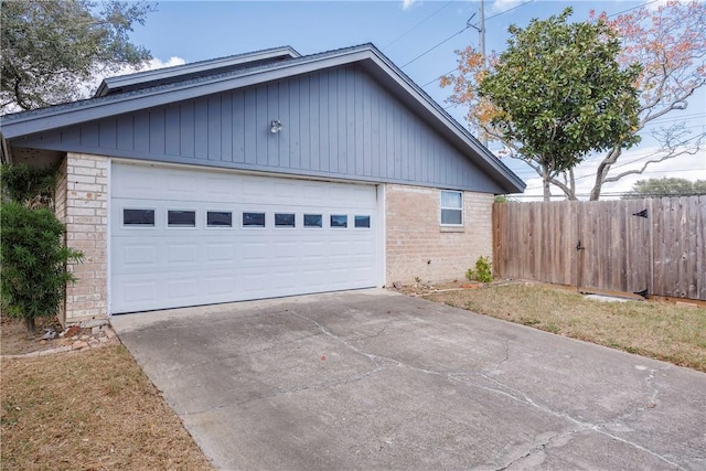 exterior space with a garage