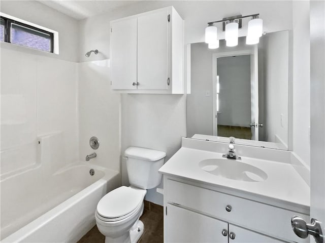 2613 Raintree Trl, Ingleside, TX 78362 - full bathroom featuring baseboards, toilet, vanity, and shower / bathtub combination