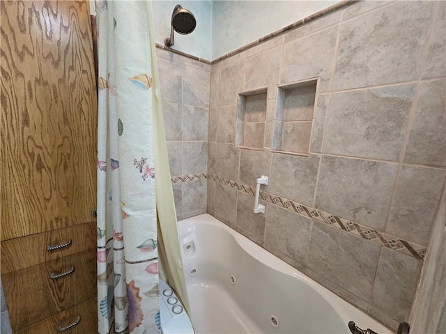 full bathroom with a combined bath / shower with jetted tub