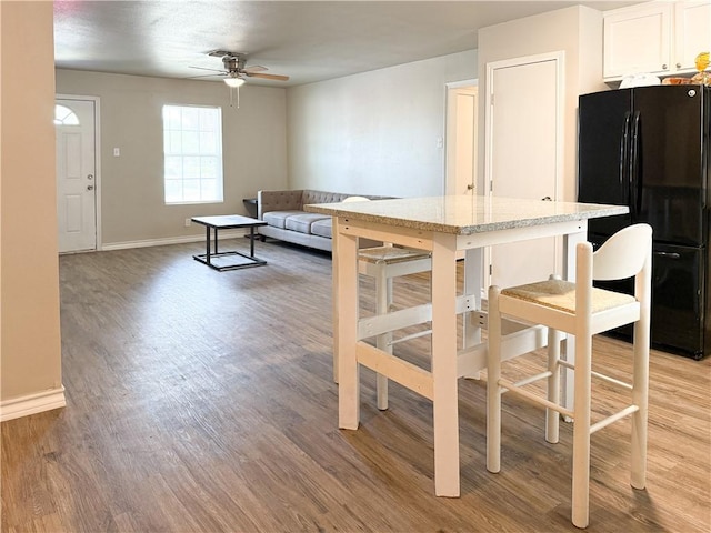 1021 Dona Dr, Corpus Christi, TX 78407 - living area with a ceiling fan, baseboards, and light wood-style floors