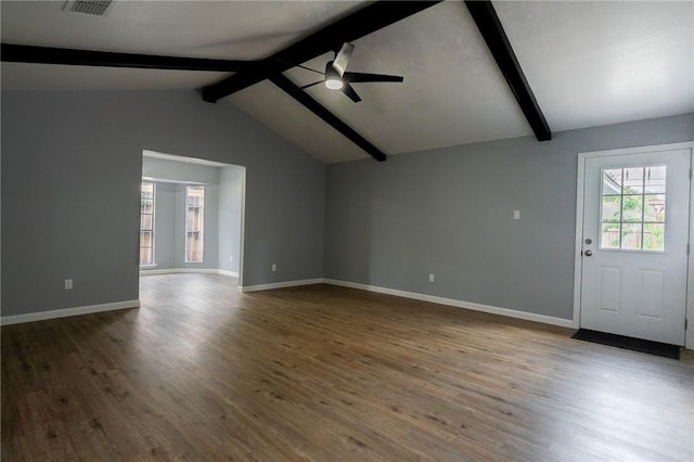 3809 Capri Dr, Corpus Christi, TX 78415 - unfurnished living room featuring ceiling fan, wood finished floors, and baseboards
